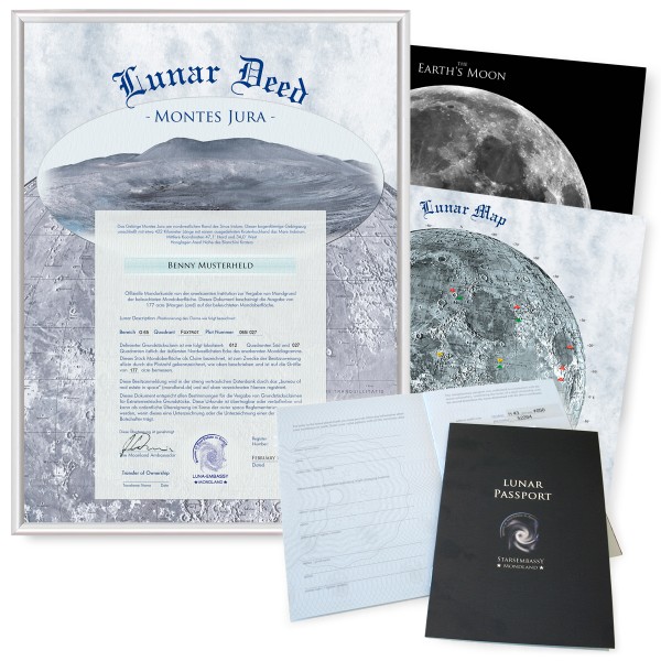 Geschenkset Mond Urkunde - A3 Lunar Passport | Mondland Verlag